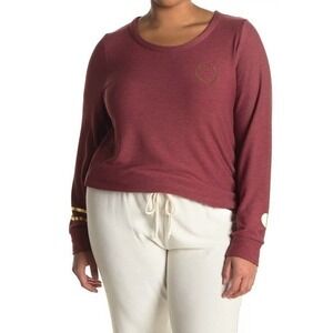 NWT Chaser Gold Heart Print Cozy Pullover Sweater